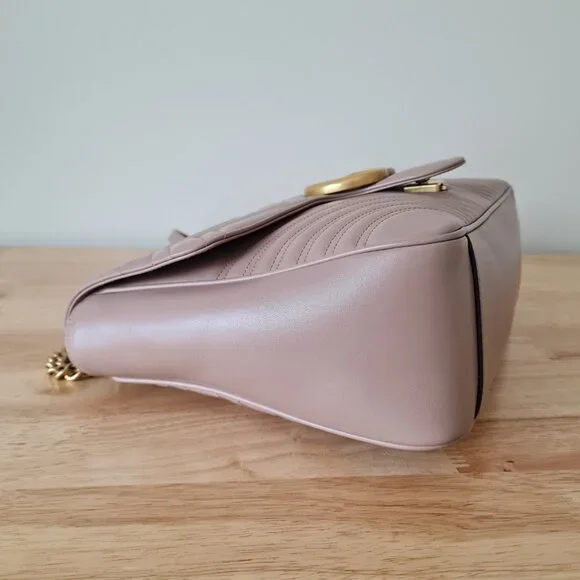 Gucci GG Marmont Large Shoulder Bag Dusty Pink Rose Mauve Matelasse Gold Rare - Picture 6 of 16